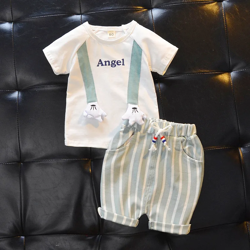 

Boys' summer suit 1-4 year old children's clothes foreign style baby short sleeves two pieces set