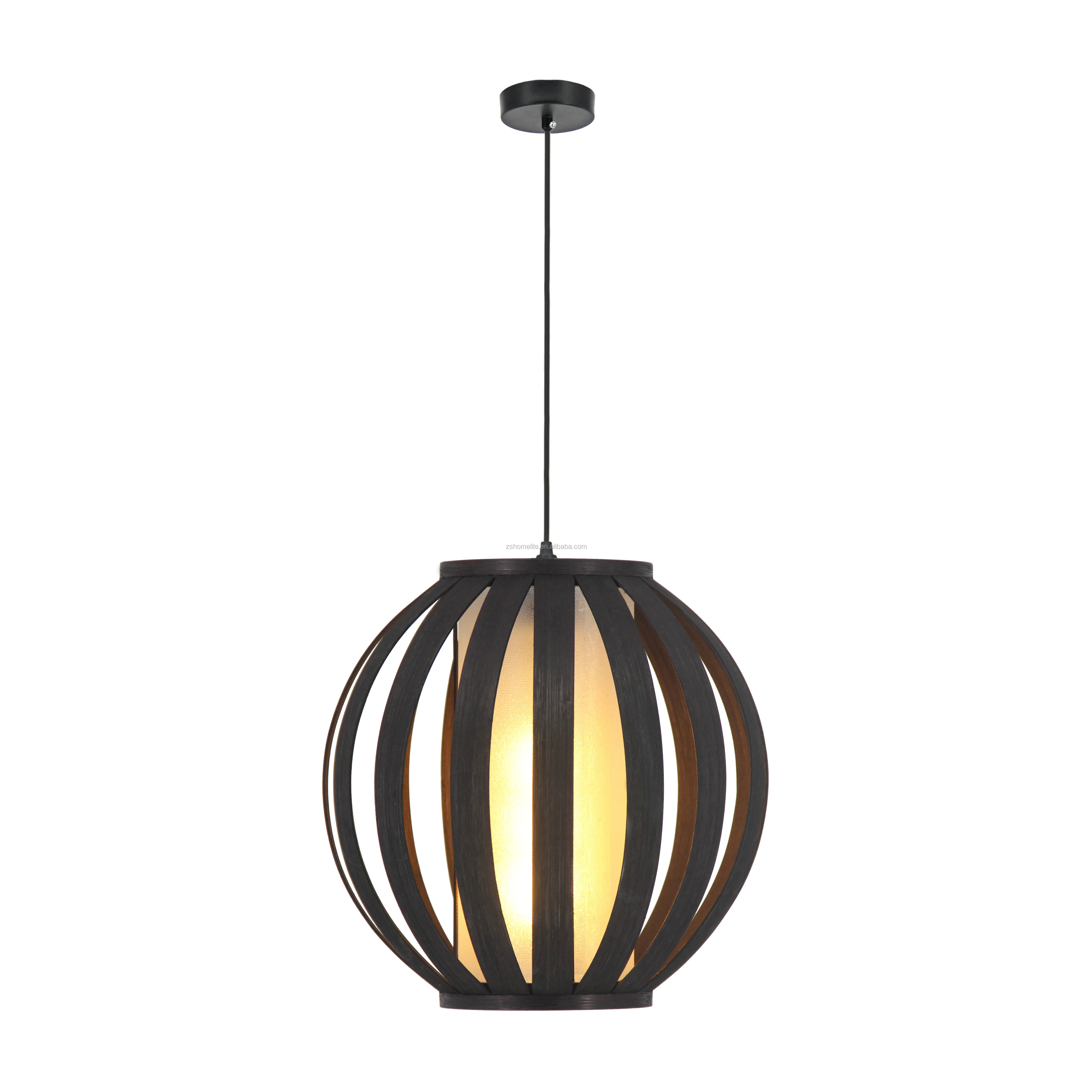 Bamboo Rattan  Hanging Luminaire Fittings Furniture Cheap Solution Black Led Pendant Light