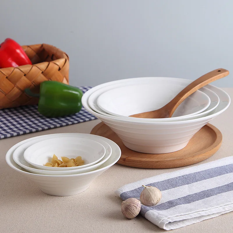 

HY Creative Household Simple Style Pure White Ceramic Bowl Ramen Bowl Large Soup Bowl