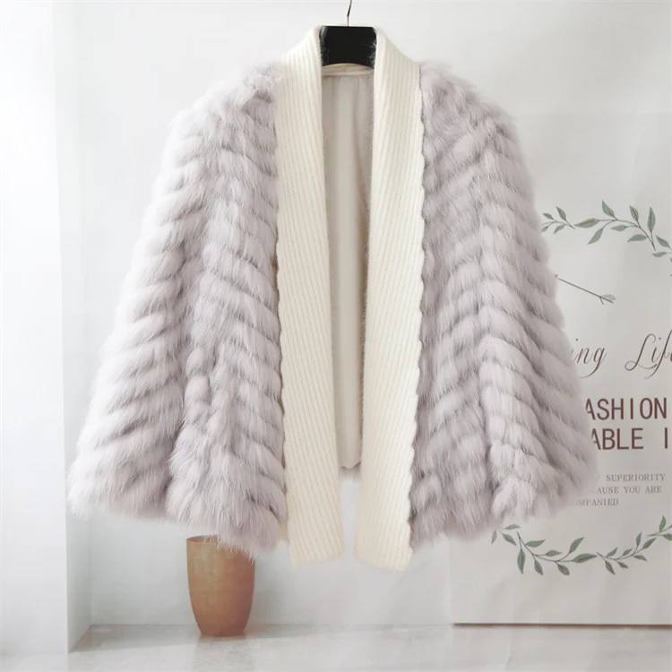 

2021 Fashionable Latest Style Women Winter And Spring Oversize Fox Fur Cardigan Coat, Lilac, dusty lt.blue, pure white