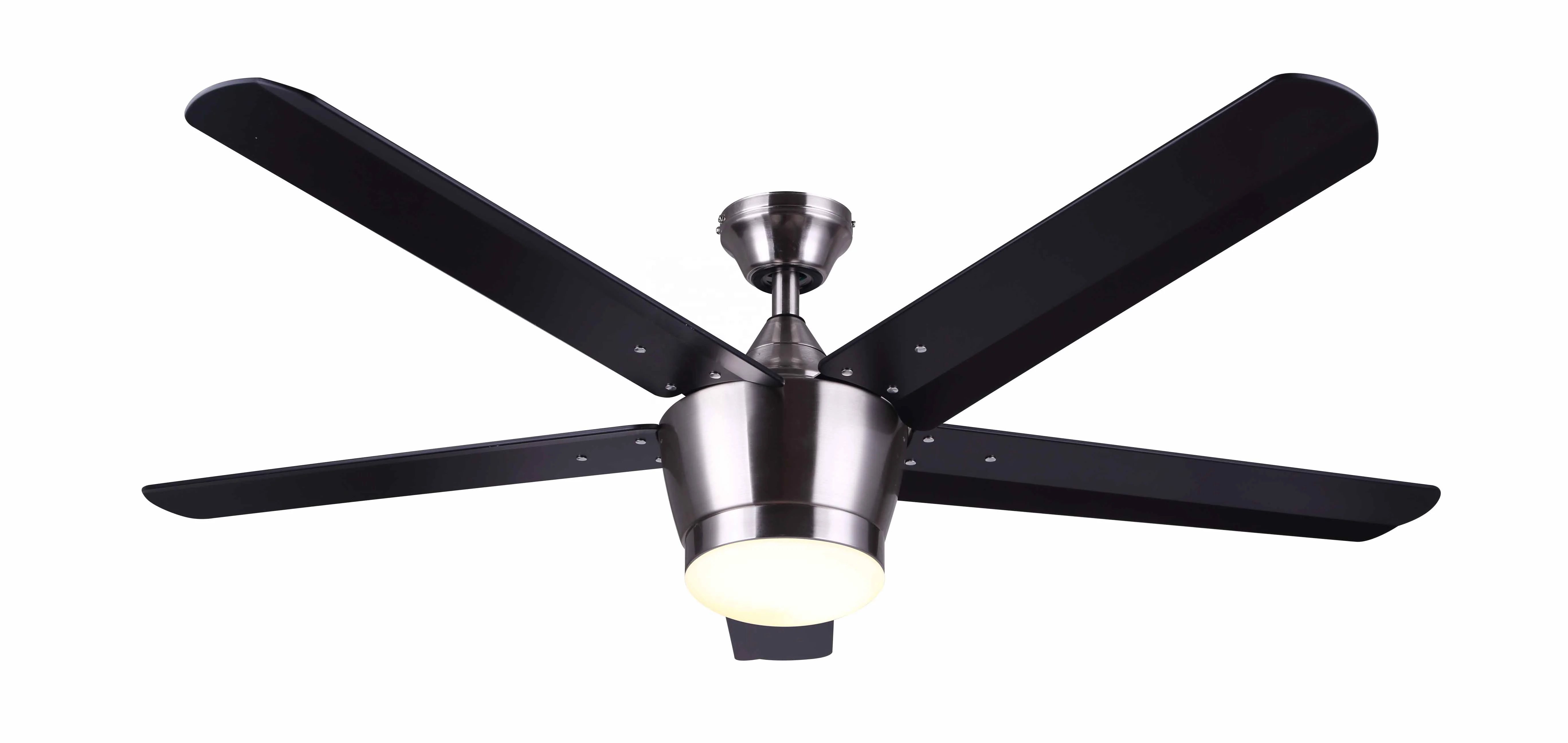 
52 inch Home Decorative Modern Air Cooling Fan Brushed Nickel LED Ceiling Fan with 5 ABS Blades, include Wall Control 