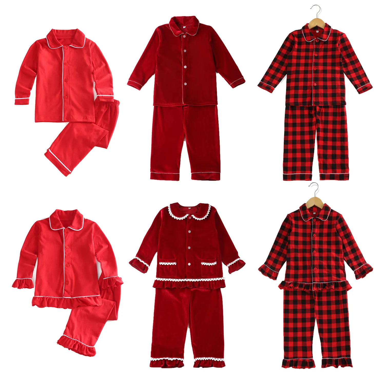 

RTS 2 pieces sets matching family Christmas pyjamas kids boys girls long sleeve cotton pyjamas
