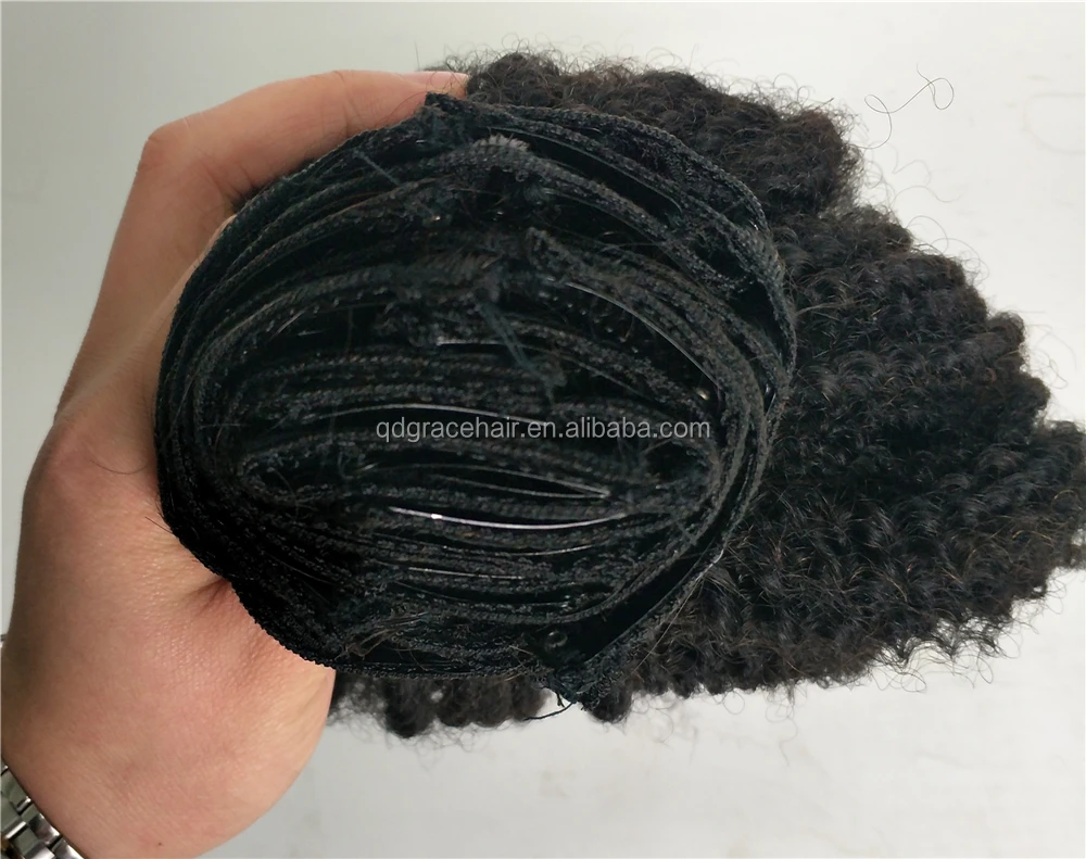 Clips-in Extension set Luxury grade curly human hair weave bundle virgin hair clip afro kinky curly wavy
