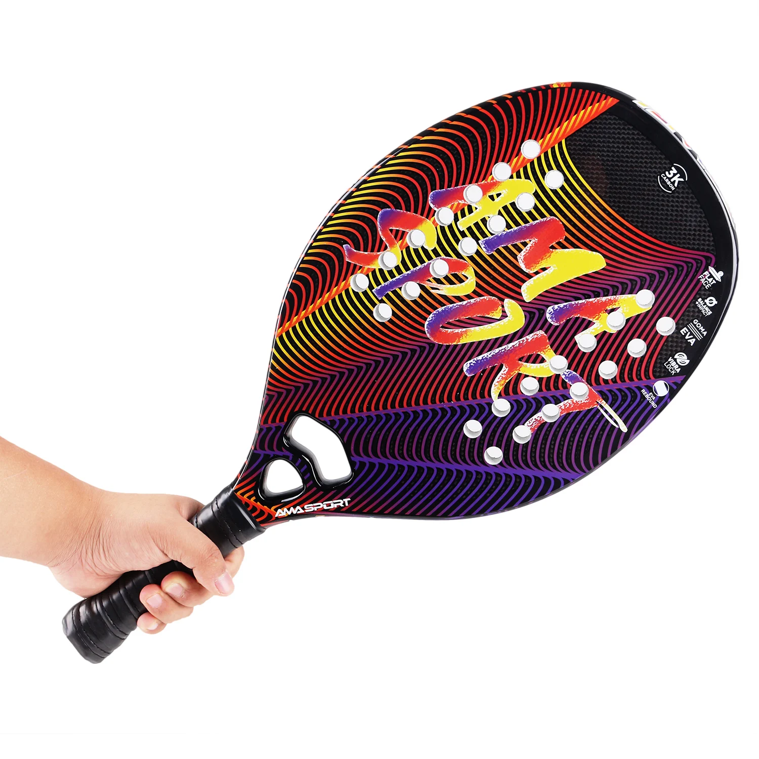 

Beach Tennis Paddle Racket with full Carbon,3K,12K,Kevlar materials Factory Sale to Big Brands