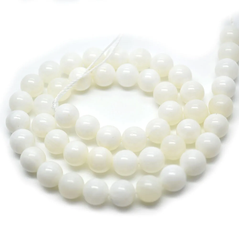 Natural Round Faceted White Tridacna Shell Stone Beads For Jewelry Making 15" 