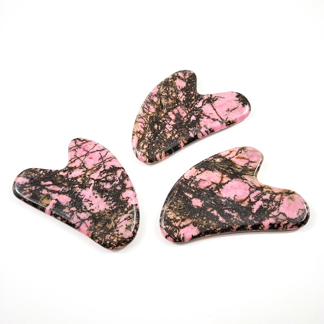 

Easy to use rhodonite jasper guasha tool with heart good for health