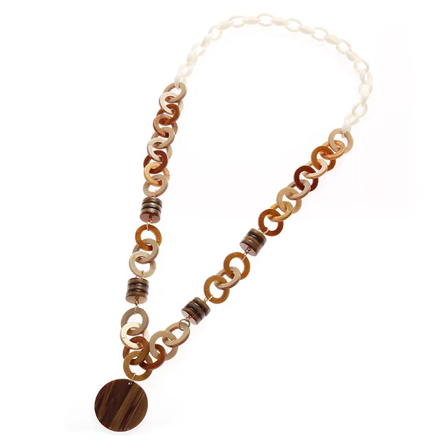 

Acrylic acetate sheet pendant necklace long sweater chain