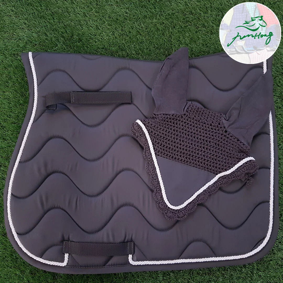 

2021 New arrival Steel Grey Saddle Pad & Fly Veil Matchy Set status horse saddle set, Steel grey and customized