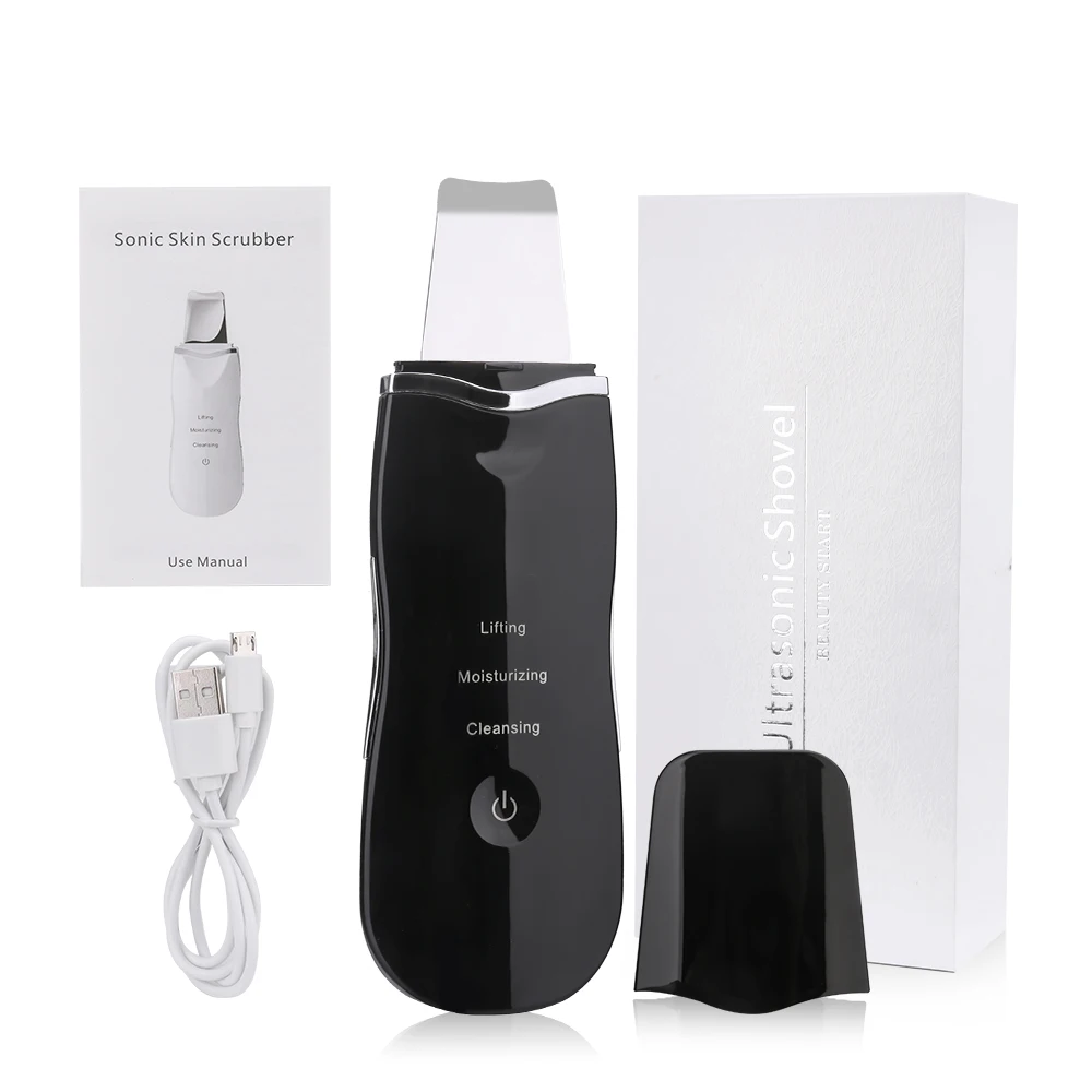 

3 in 1 USB charging ion ultra sonic skin scrubber, Black/ white