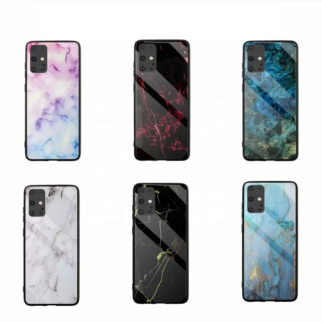 

Marble Tempered Glass Shockproof Luxury Phone Case For Samsung S21 Ultra Note 20 A52 A72 A42 A32 5G A12 S21 TPU Mobile Covers, As picture