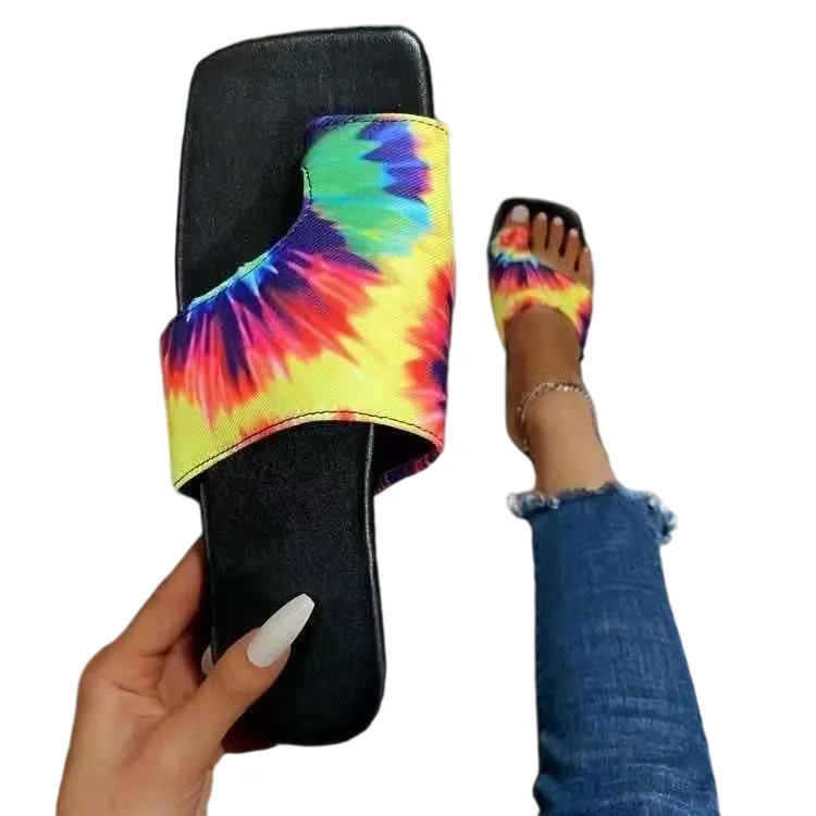 

2021new fashion sexy roman colored diamond shiny face outdoor slippers summer beach womens slippers flat sandals women