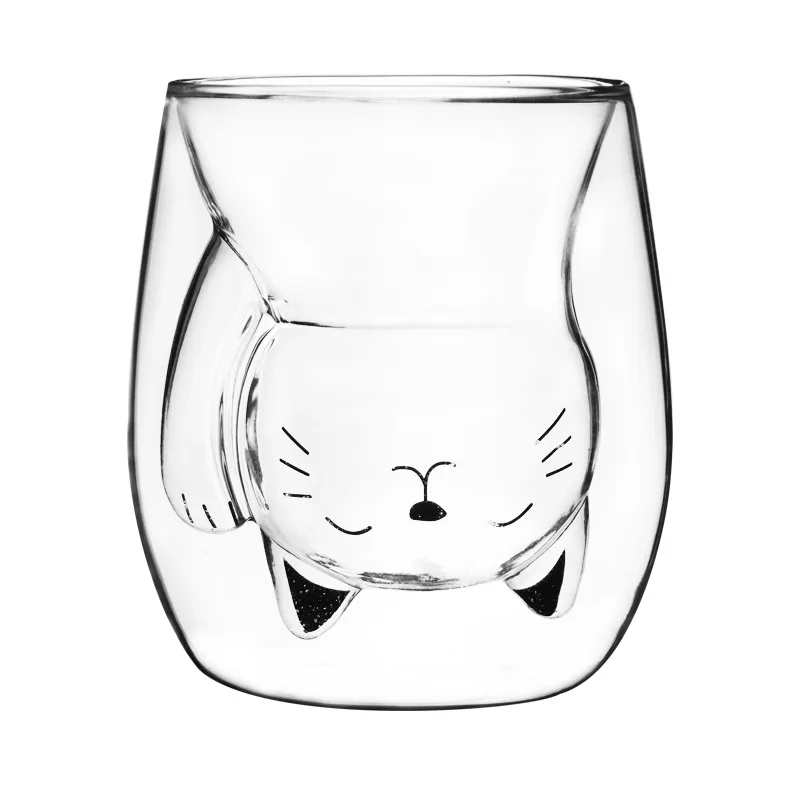 

100ml coffee milk tea double wall glass juice cup with handle, Clear