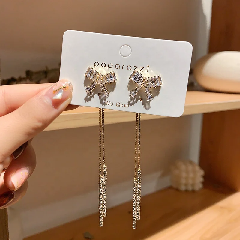 

New Retro Gold Color Long Hanging Earrings For Women Tassel Drop Earrings Jewelry Accessories, Picture shows