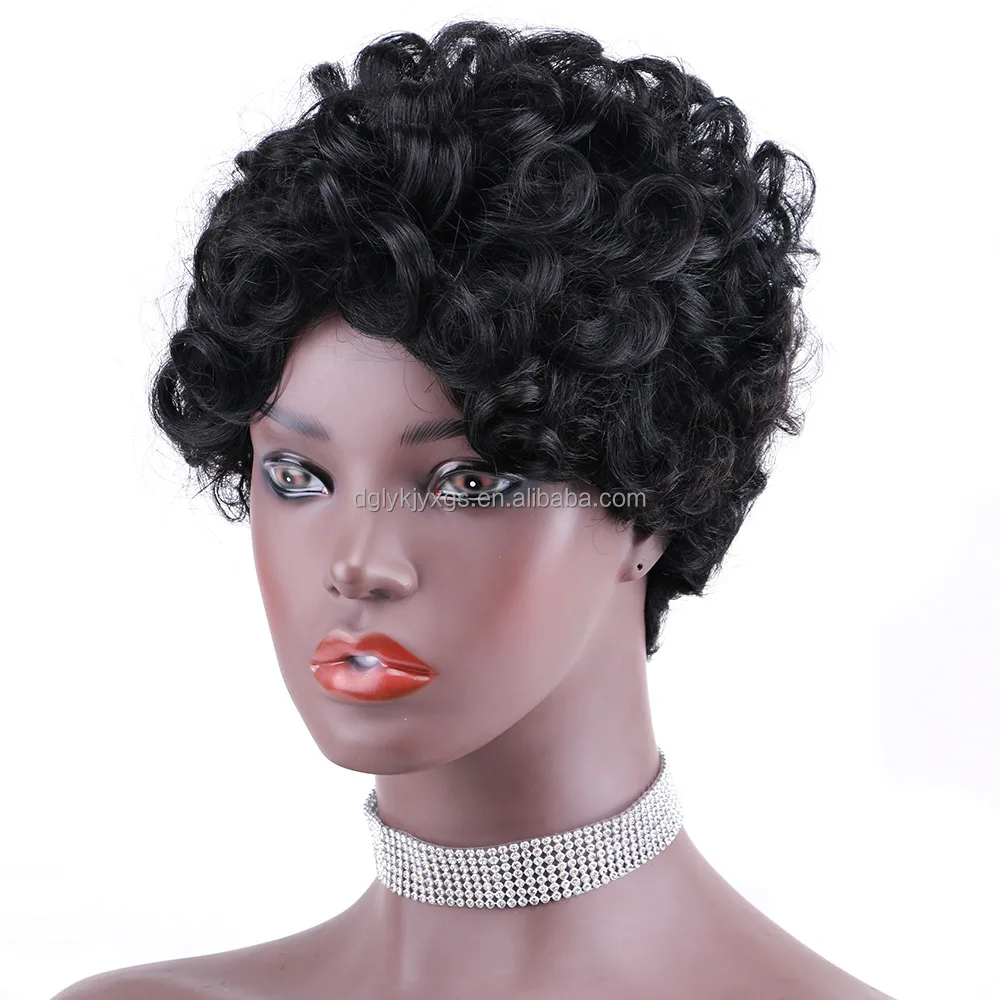 

HC04 Wigs Short Pixie Curly Wig Brazilian Wig Natural Hairline 100% Human Hair Rube Hair