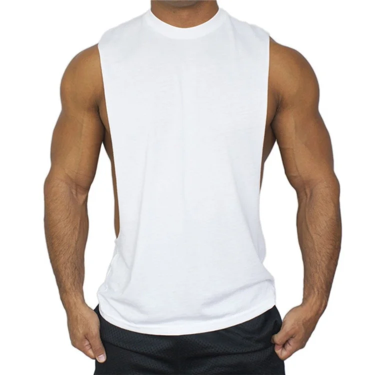 

OEM Customizable Logo Cut Off Solid Color Shirt Sleeveless Men's Workout Bodybuilding Muscle Gym Tank Tops Vest tank top singlet, Blank,white,bllue,grey