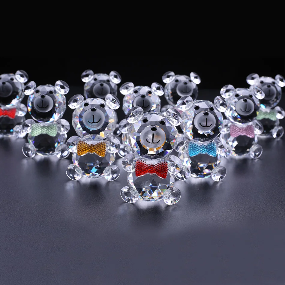 

Lovely Crystal Glass Teddy Bear with Bow Tie for kids Xmas gift MLSJ-SD002