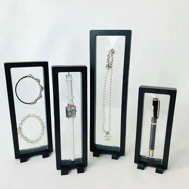 

Custom Anti oxidation Transparent PE Film Jewelry 3D Floating Frame Display Case Chain Bracelet Necklace Suspension Storage Box, Black/white/pink/green/grey/blue/orange/red etc