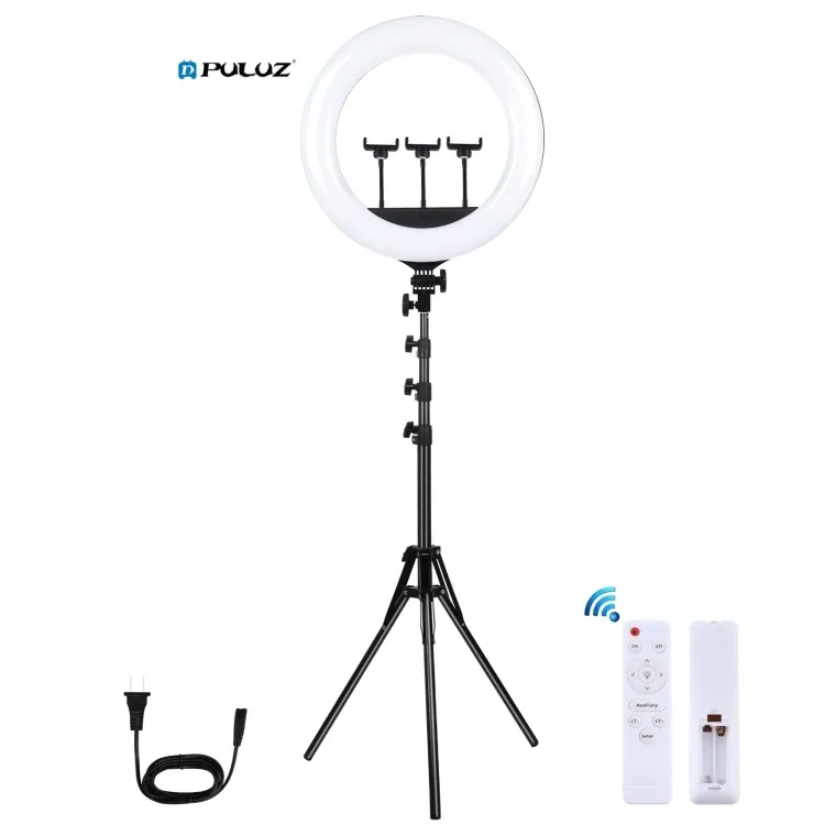 

Photo Studio 18 inch 46cm LED Ring Light with 1.8m Tripod Stand For Live Stream Makeup Youtube Video With Remote Control