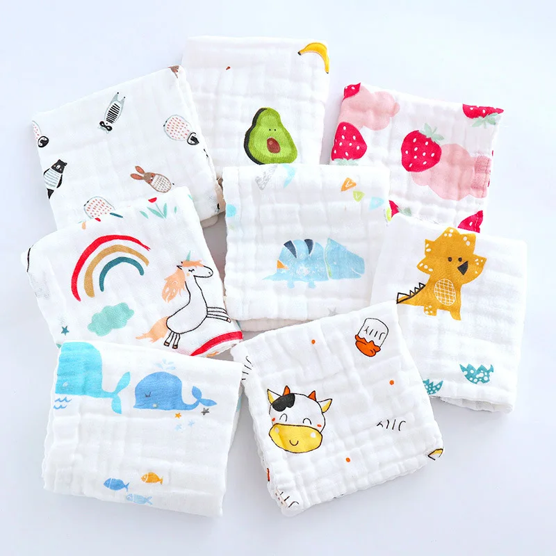 

Washable Reusable Toddlers Muslin Baby Bib Washcloths 6 Layers Saliva Wipes Cotton Burp Cloths, Picture shows or customized