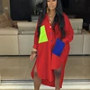 2019 Summer Patchwork pockets Loose Dress Full Sleeve irregular Casual Dress Ladies Fashion Party Dress Clubwear T-Shirt