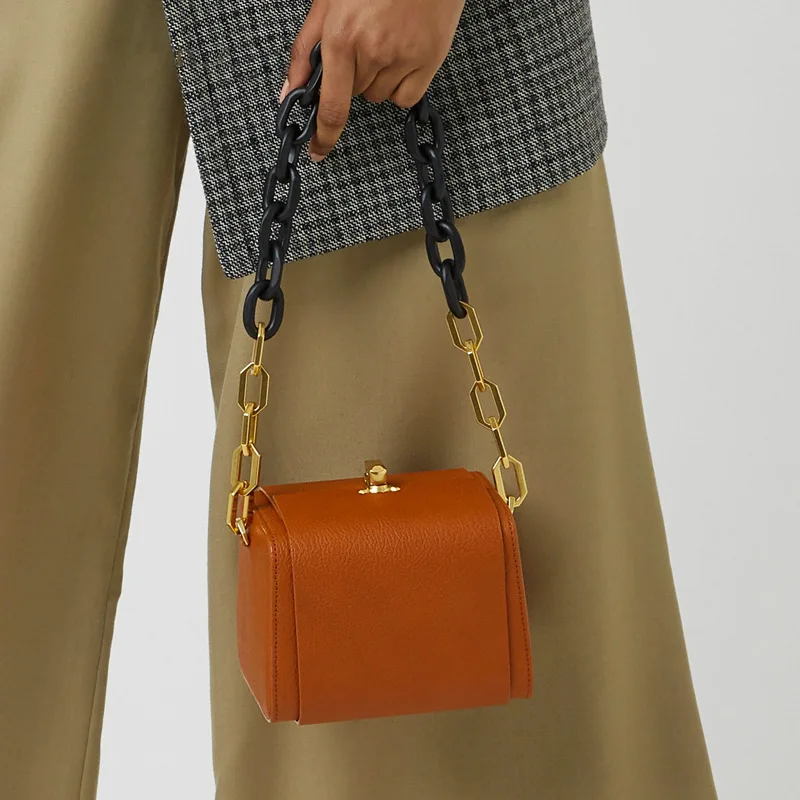 

New arrival PU mini box bag shoulder bag with double strap 2020