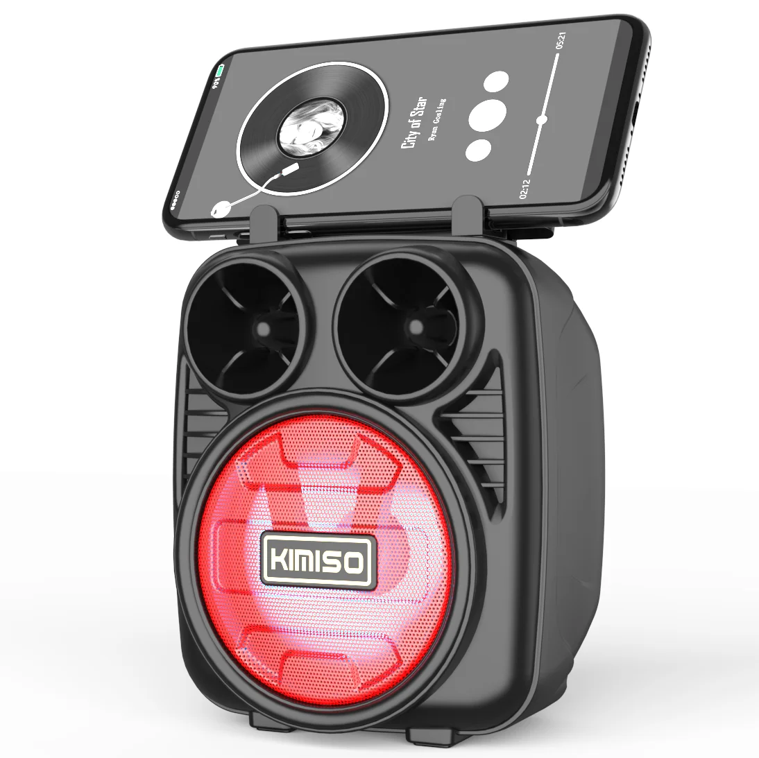 

KMS-1182 New Arrival Bass Speaker KIMISO 3 Inch Small Stereo Speaker With Cool Light
