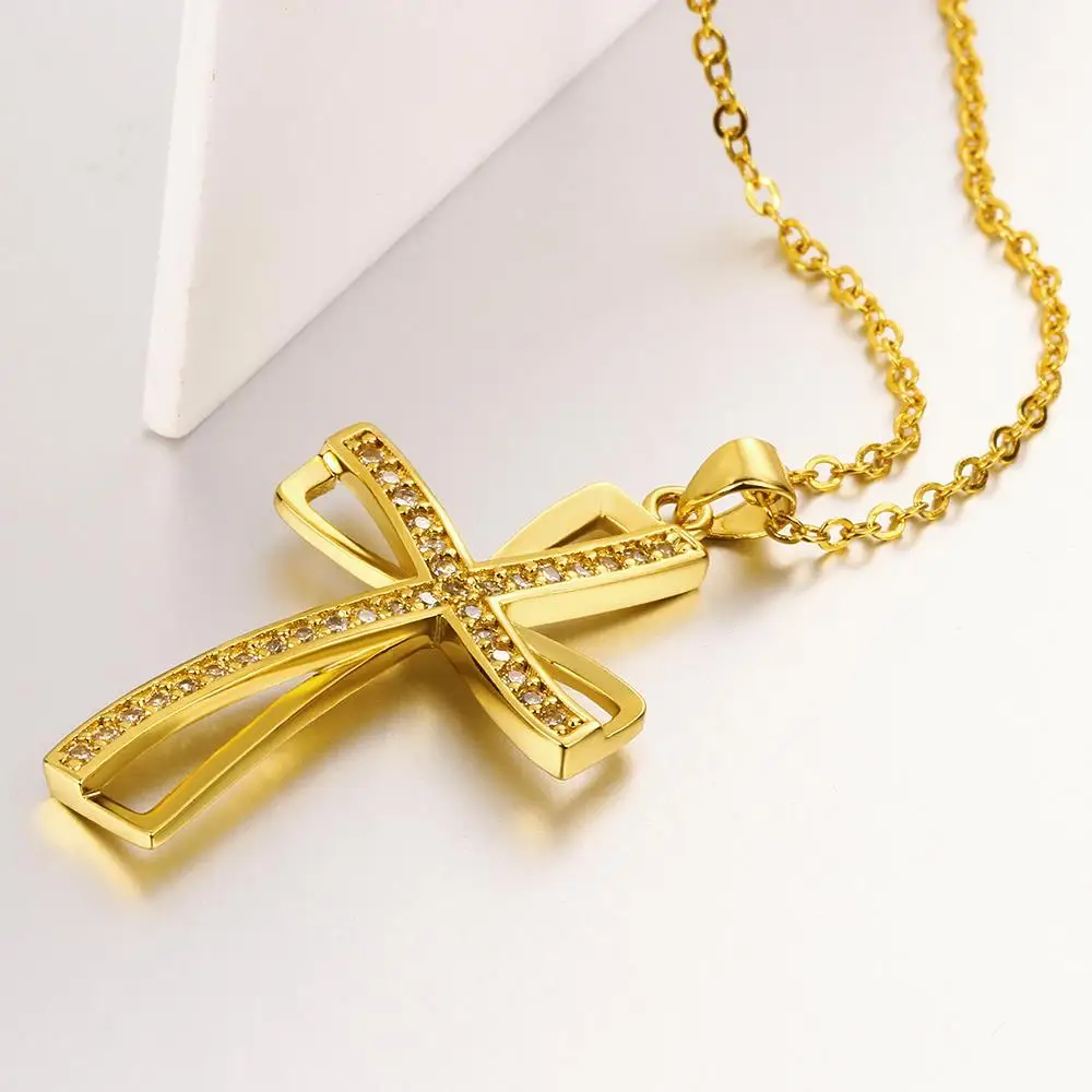 

SKMEI Birthday Gift Rose Gold Jewelry Twist Cross Pendant Necklace bijoux joyas de oro gold schmuck