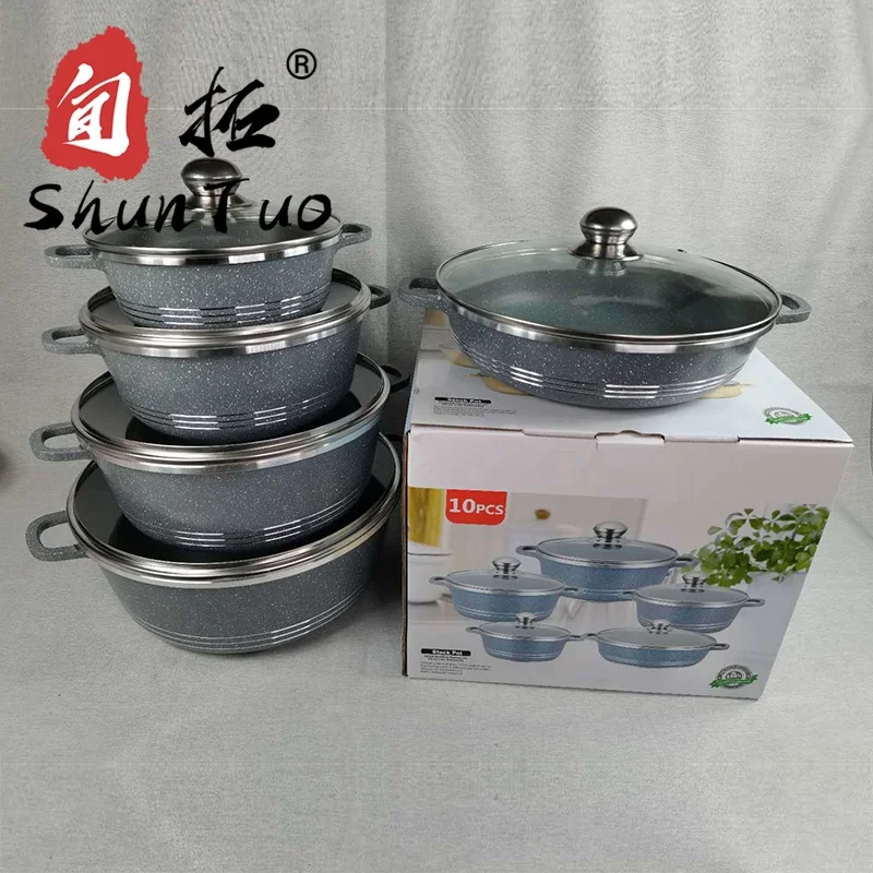 

multi function kitchenware non stick ceramic granite die cast aluminum kitchen pot cooking pots cookware set, Customized color