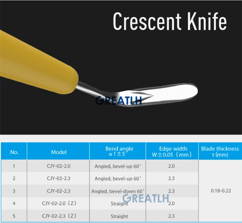 Ophthalmic Scleral Disposable Blade Crescent Ophthalmic Knives For