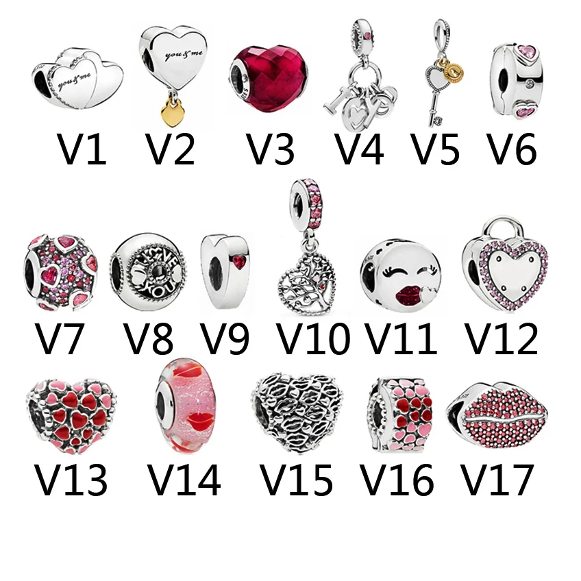 

925 Sterling Silver Love Fashion lovers Passionate Red Lips Beads fit for pandora Charm Bracelet Jewelry Gift DIY Berloque, Pic