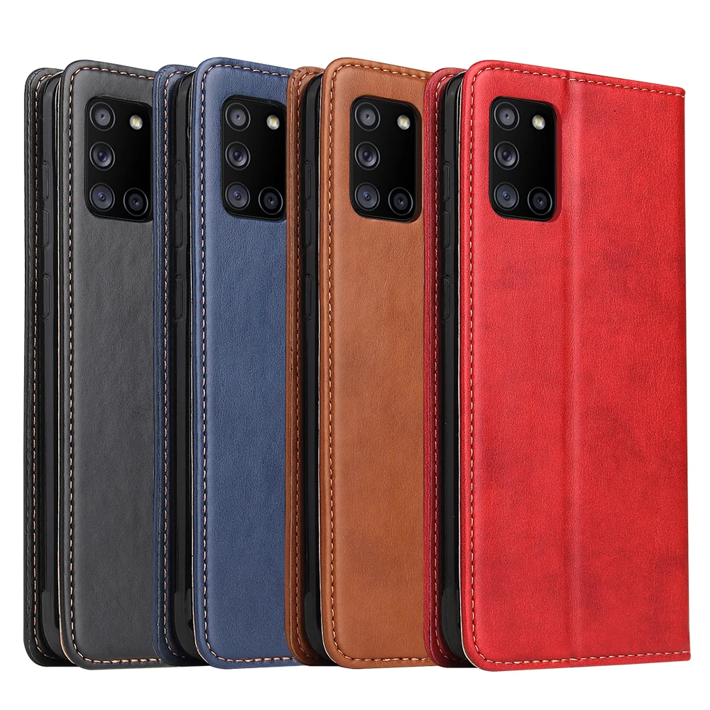 

PU Leather Classic Flip Leather Case for Samsung A31 with Card Slot, Red, blue, black, brown