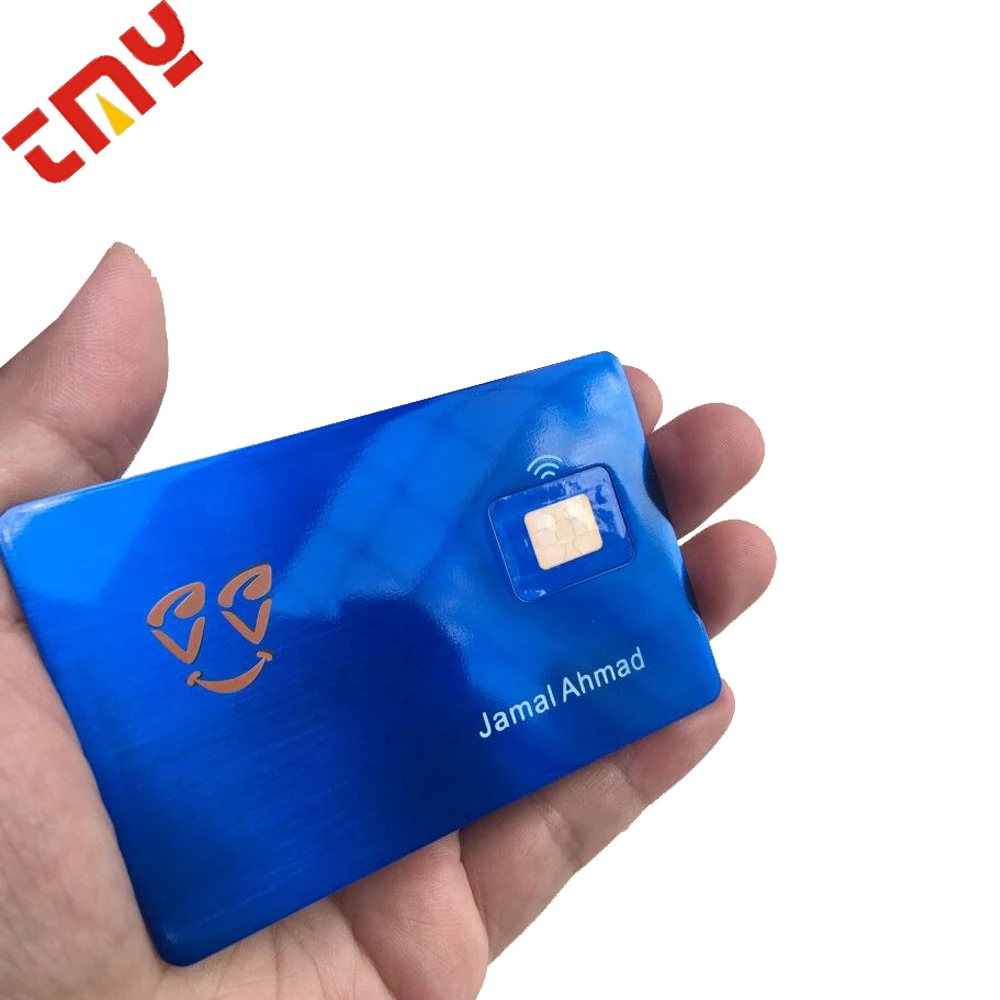 Custom Wallet Black Blue Blank Bank Metal Titanium Alloy Smart Chip