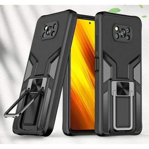 

For Xiaomi Poco X3 NFC Armor 2 in 1 PC + TPU Magnetic Shockproof Case Wholesale Mobile Phone Case with Foldable Holder, Black, red, blue, white, green and gold