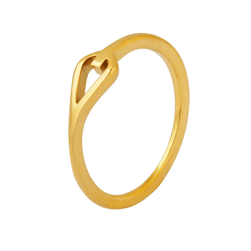 

Waterproof 18k Gold Plated Stainless Steel Jewelry Dainty Hollow Stacking Finger Rings For Women