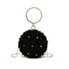 chain shining beaded shoulder jelly handbag summer ladies small round diamonds pearl tote bag