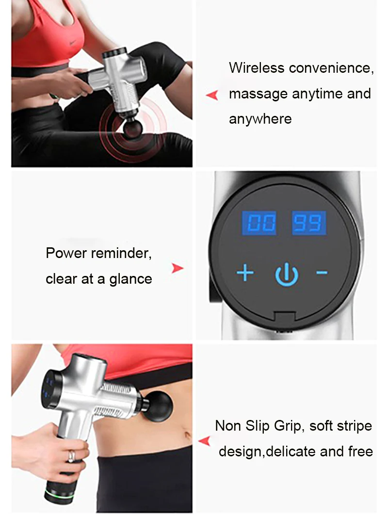 
2020 New Design Muscle Massage Gun,Deep Tissue Handheld Percussion Massager with 30 Adjustable Speed, 6 Types of Massage Heads 