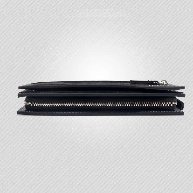 

Wholesale classic hot selling long style Double wallet fashion Leather Credit Card Holder Zipper