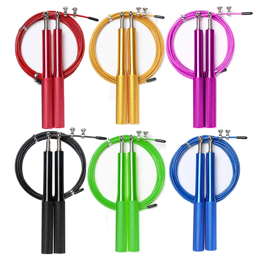 

New Design Oem Athletic Muscle Training Aluminum Bearing Private Label Fitness Wire Rope Skipping Rope, Stock or customized