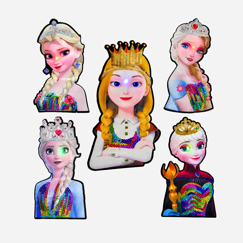 

Cartoon Girl Applique Patch Led Sequin Patches Illuminated Sequin Embroidery Patch for Kid's Clothing