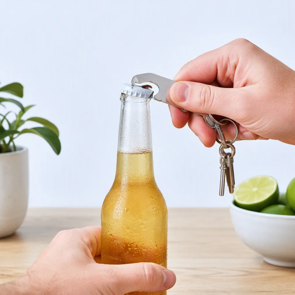 Tabletop Beverage Opening Action Demonstration