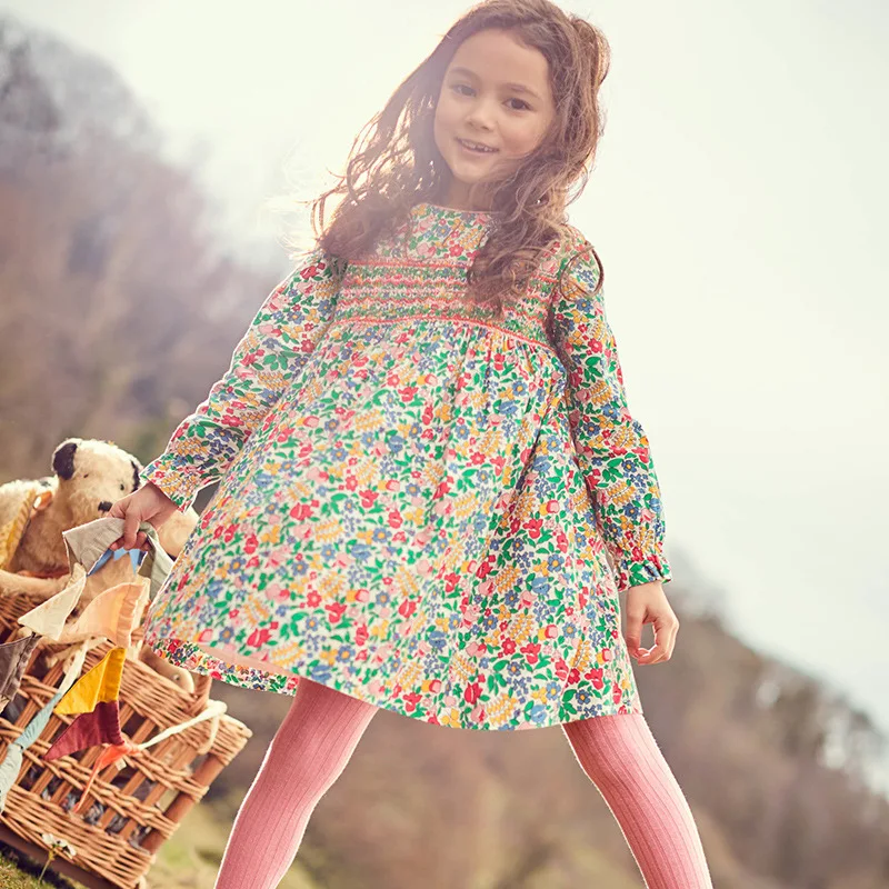 

Children Print Kids Girls Sweet floral long sleeve girls Dress for 3 to 8 years