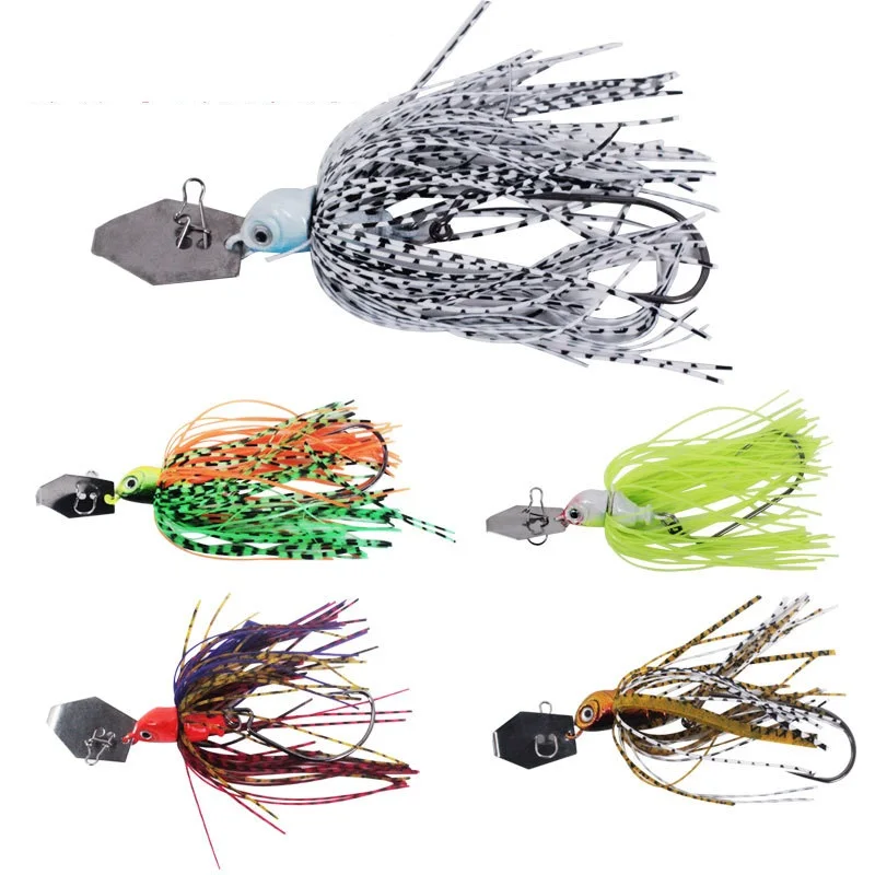 

10g/14g buzzbait chatterbait spinnerbait Lures fishing artificial bait with skirts silicone jig lead head for pike bass fishing, 5 color