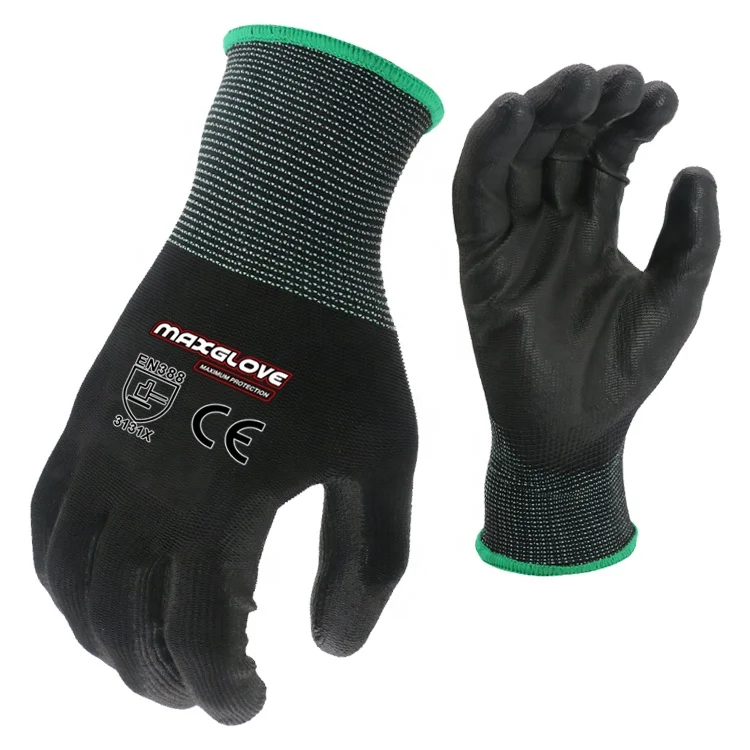 

Customized black light weight soft pu safety work gloves in stock