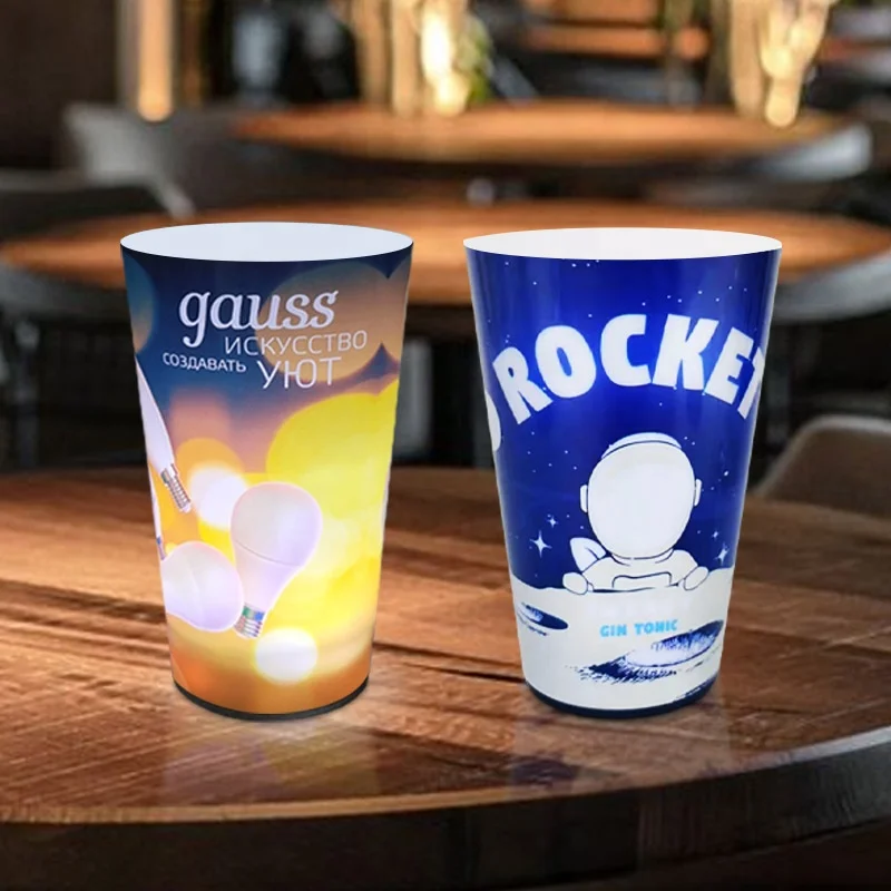 

Christmas 12oz/14oz/16oz Plastic Glowing Flashing Light Up Cup Water Sensitive led beer cup For Bar