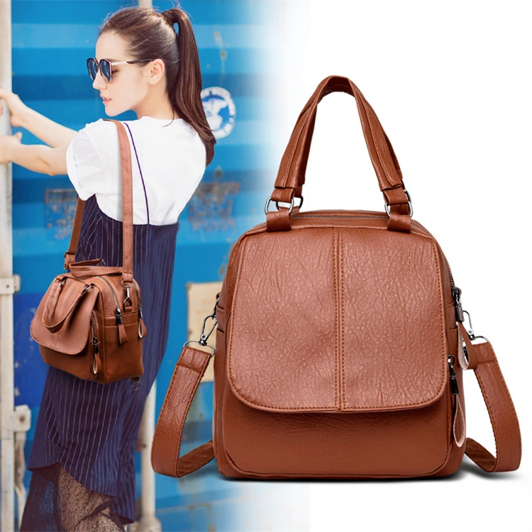 

Fashion Bag Female New Soft Leather Backpack Casual Outdoor Travel Bag Large Capacity PU Backpack, Pictures or special color can be customized