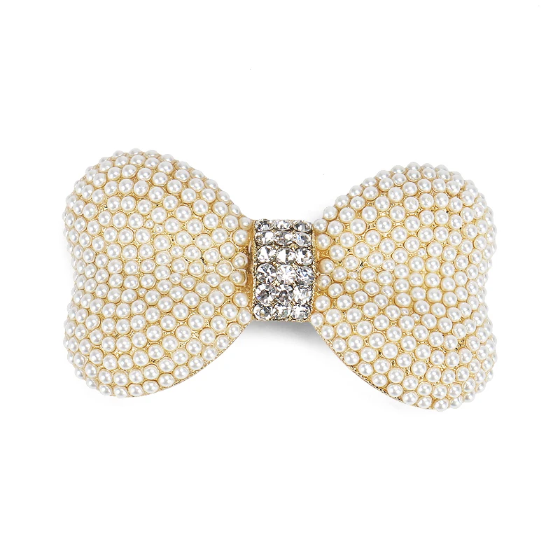 

High End Pearl Rhinestone Hair Accessories French Barrette Hair Clip Bowknot Shape Hair Barrette Clip