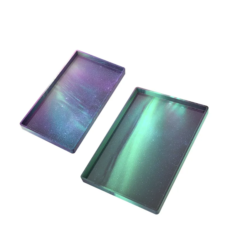 

1530 diy crystal drop glue rectangular coaster tray silicone mold fruit tray storage resin mold, Transparent white