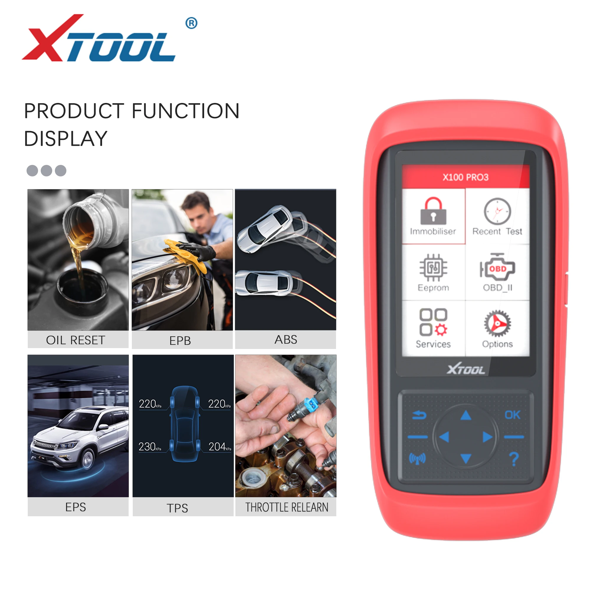 

XTOOL X100 PRO3 Car OBD2 IMMO Key Programmer OBD2 Code Reader OBDII Tool With 7 Kinds Special Functions Free Update Online