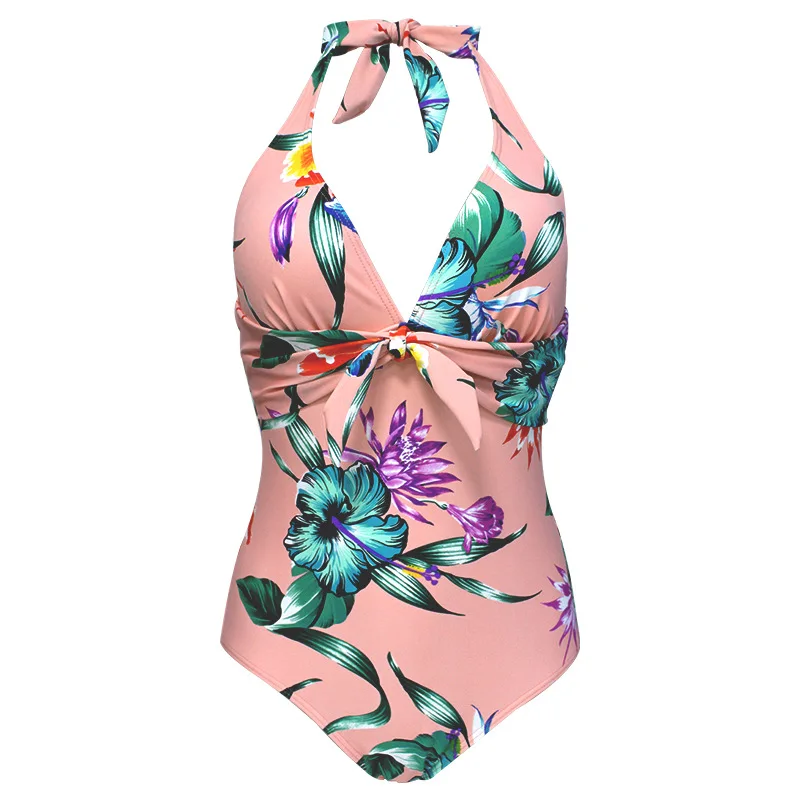 Women Swimsuit Bow One-Piece Swimwear Beachwear