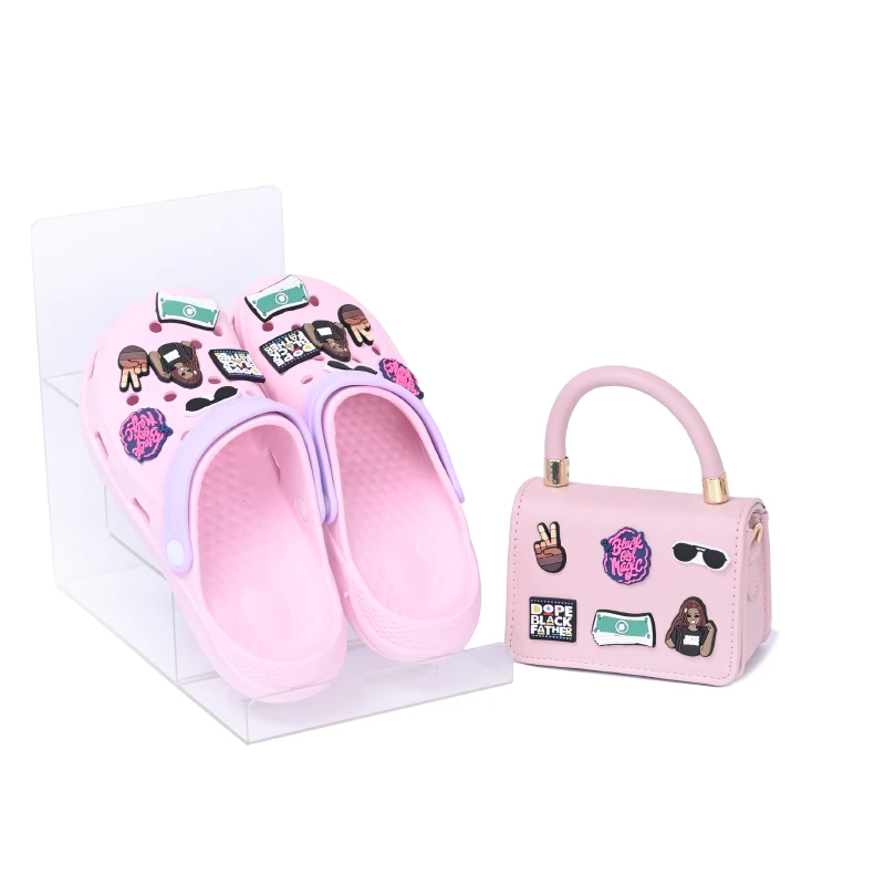 

2021 Crossbody HandbagAnd Slippers Set Women Fashion Handbags Luxury Ladies Purse Handbag And Croc Shoes Set, 7 colours